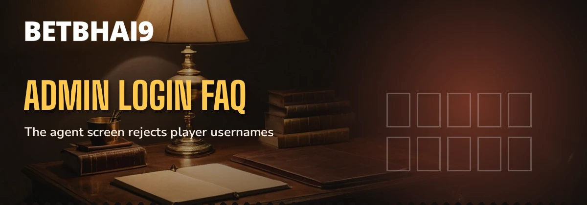 Brass desk lamp and leather notebook behind the Betbhai9 admin login FAQ label