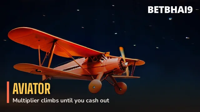 Red propeller plane climbing on a glowing arc for the Betbhai9 Aviator crash game
