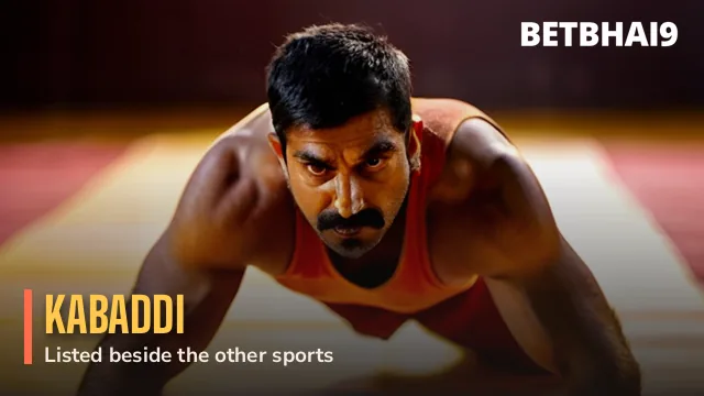 Kabaddi raider lunging low on a red mat for the Betbhai9 kabaddi listing