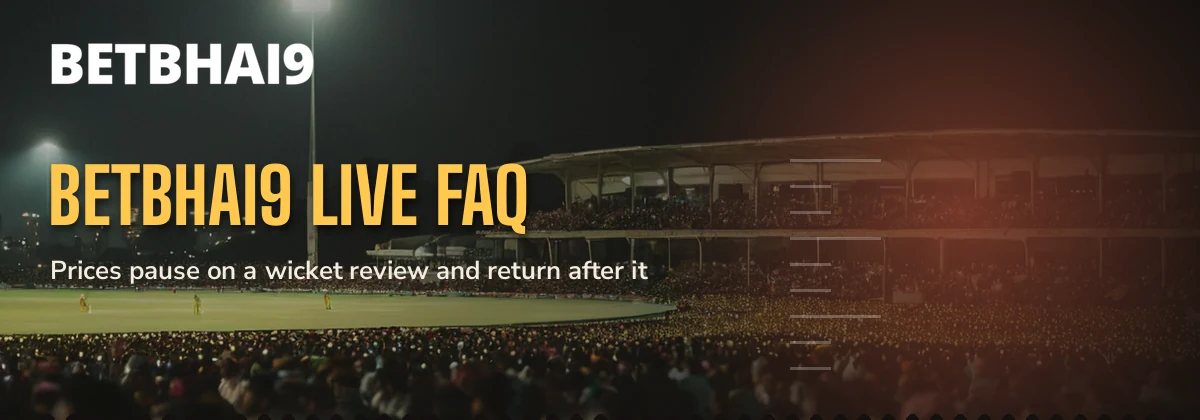 Packed night stadium stands in coral bokeh under the Betbhai9 live FAQ label