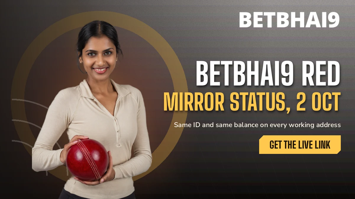 Betbhai9 bowler holding a red cricket ball beside the Red mirror status headline for 2 October