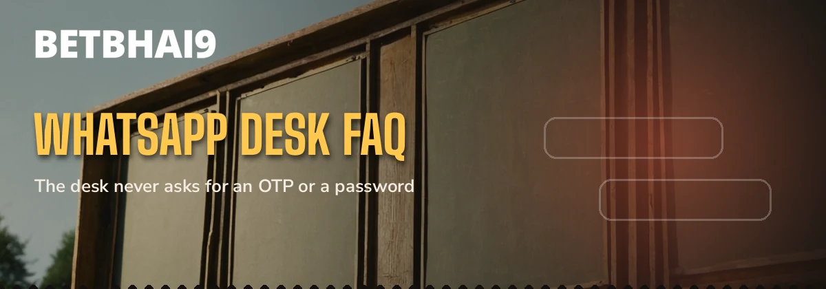 Wooden pavilion scoreboard frame under the Betbhai9 WhatsApp desk FAQ label